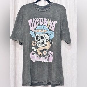 Long Live Skull Snake Cowboys Graphic Tee Vintage Wash Distressed look XL